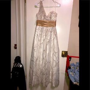 Cache white and gold glitter dress sz 4